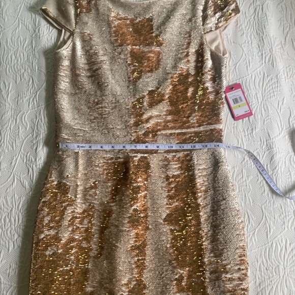 Vince Camuto Gold Sequined Mini Dress, Size 4 - Picture 3 of 10
